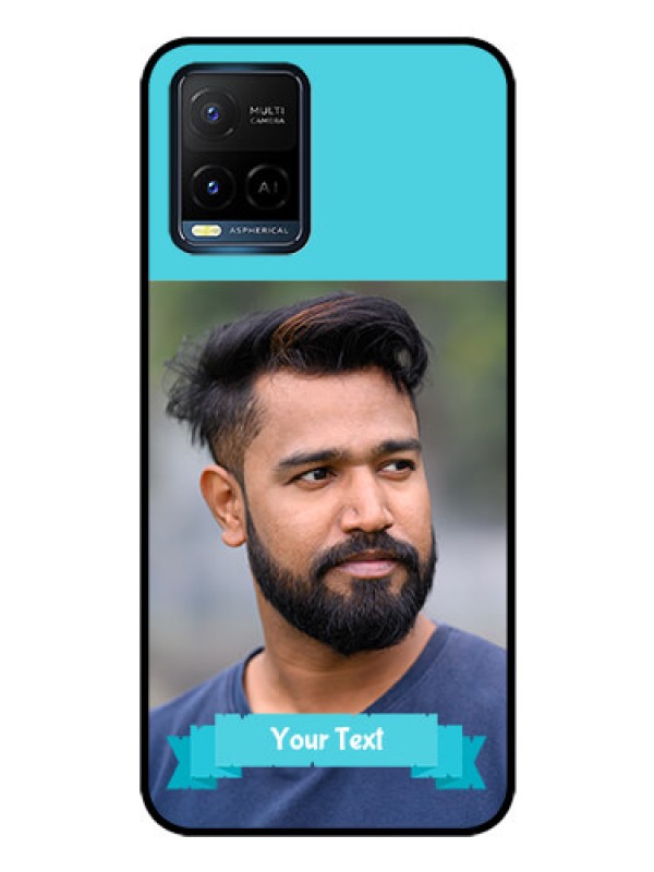 Custom Vivo Y33T Personalized Glass Phone Case - Simple Blue Color Design