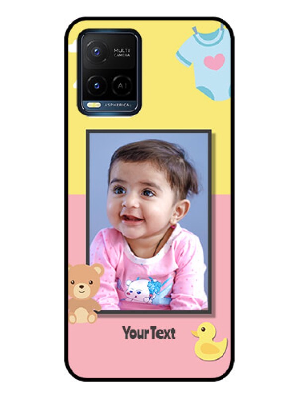 Custom Vivo Y33T Photo Printing on Glass Case - Kids 2 Color Design