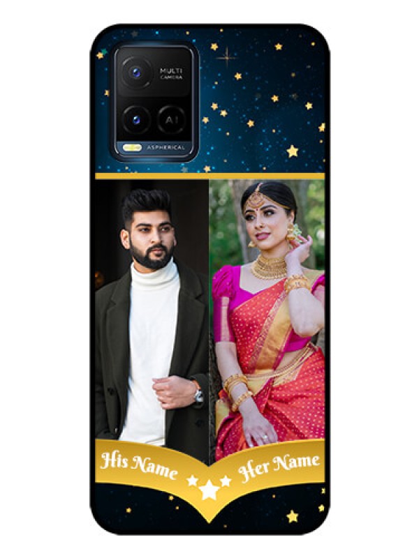 Custom Vivo Y33T Custom Glass Phone Case - Galaxy Stars Backdrop Design
