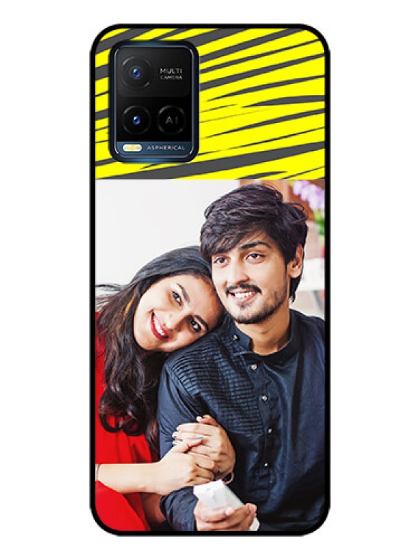 Custom Vivo Y33T Photo Printing on Glass Case - Yellow Abstract Design