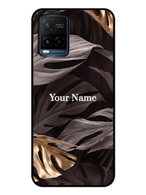 Custom Vivo Y33T Personalised Glass Phone Case - Wild Leaves digital paint Design