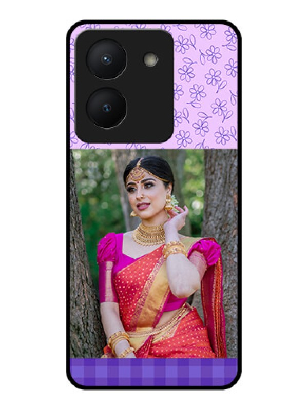 Custom Vivo Y36 Custom Glass Phone Case - Purple Floral Design