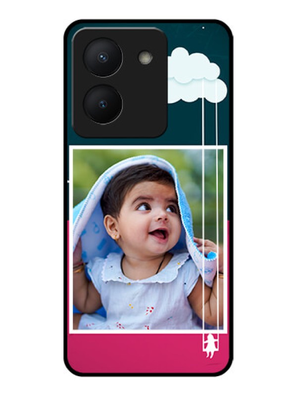 Custom Vivo Y36 Custom Glass Phone Case - Cute Girl with Cloud Design