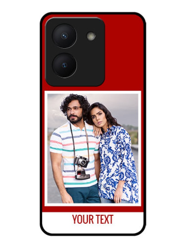 Custom Vivo Y36 Personalized Glass Phone Case - Simple Red Color Design