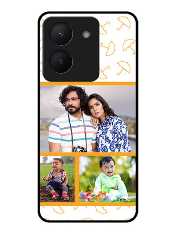 Custom Vivo Y36 Custom Glass Mobile Case - Yellow Pattern Design