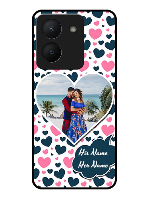 Custom Vivo Y36 Custom Glass Phone Case - Pink & Blue Heart Design