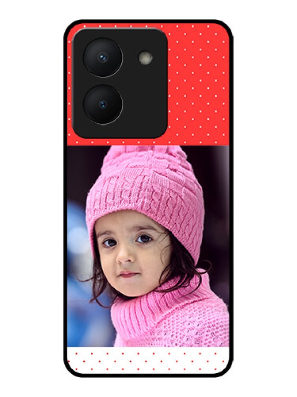 Custom Vivo Y36 Photo Printing on Glass Case - Red Pattern Design