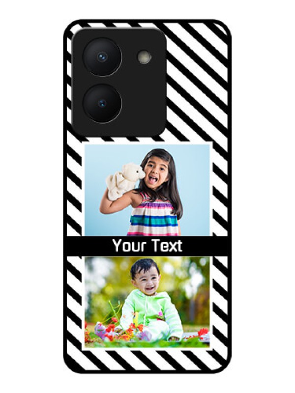 Custom Vivo Y36 Photo Printing on Glass Case - Black And White Stripes Design
