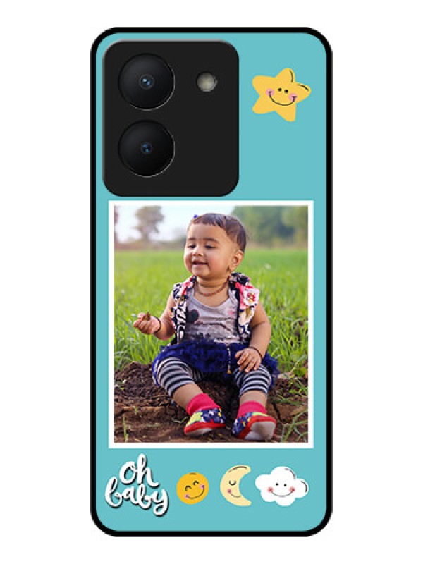 Custom Vivo Y36 Personalized Glass Phone Case - Smiley Kids Stars Design