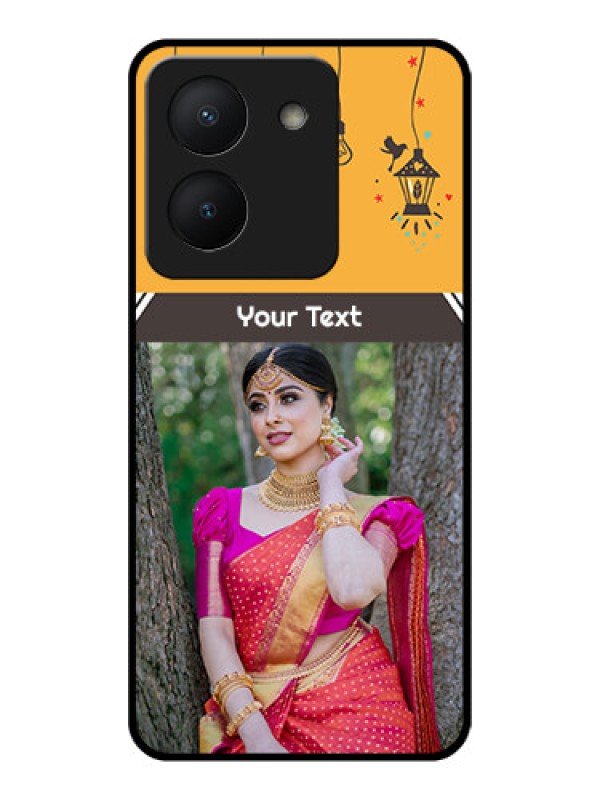 Custom Vivo Y36 Custom Glass Mobile Case - with Family Picture and Icons