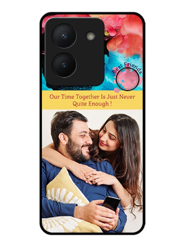 Custom Vivo Y36 Custom Glass Mobile Case - Quote with Acrylic Painting Design