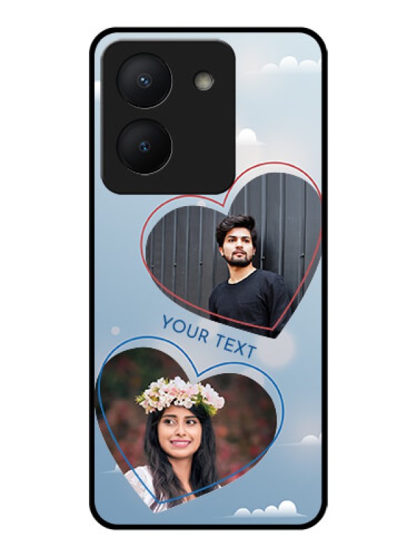 Custom Vivo Y36 Custom Glass Mobile Case - Blue Color Couple Design