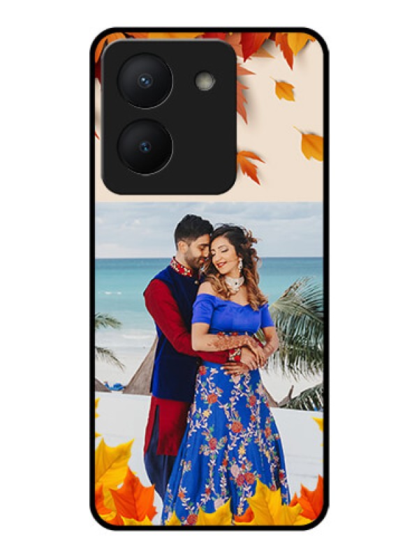 Custom Vivo Y36 Photo Printing on Glass Case - Autumn Maple Leaves Design