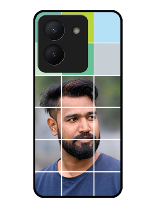 Custom Vivo Y36 Photo Printing on Glass Case - with white box pattern
