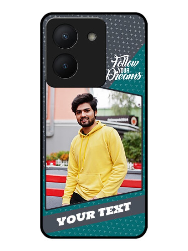 Custom Vivo Y36 Personalized Glass Phone Case - Background Pattern Design with Quote