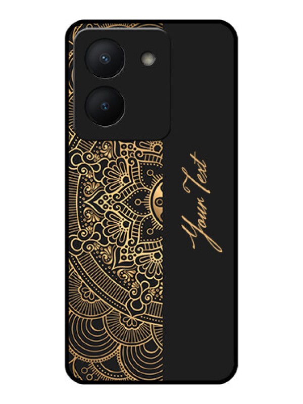 Custom Vivo Y36 Photo Printing on Glass Case - Mandala art with custom text Design