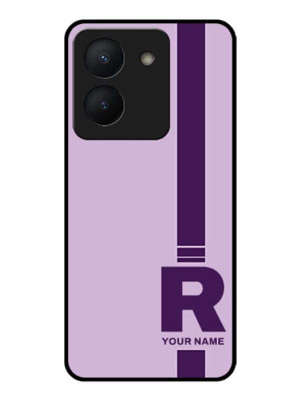 Custom Vivo Y36 Photo Printing on Glass Case - Simple dual tone stripe with name Design