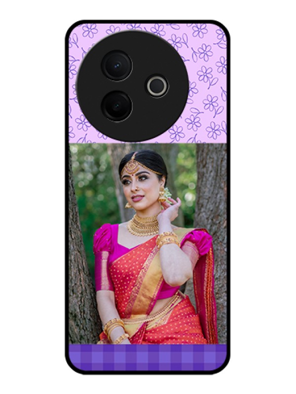Custom Vivo Y39 5G Custom Glass Phone Case - Purple Floral Design