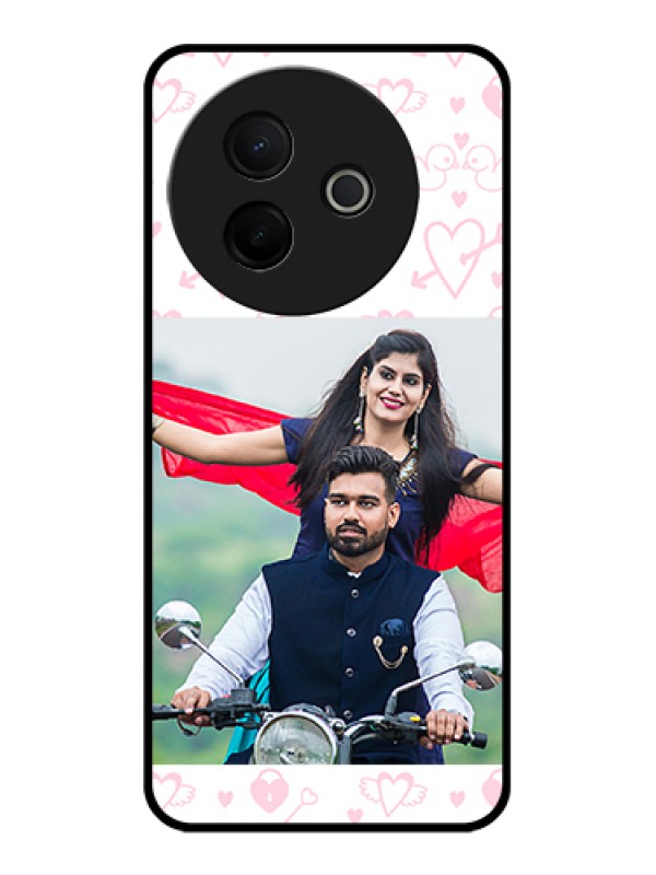 Custom Vivo Y39 5G Custom Glass Phone Case - Pink Flying Heart Design