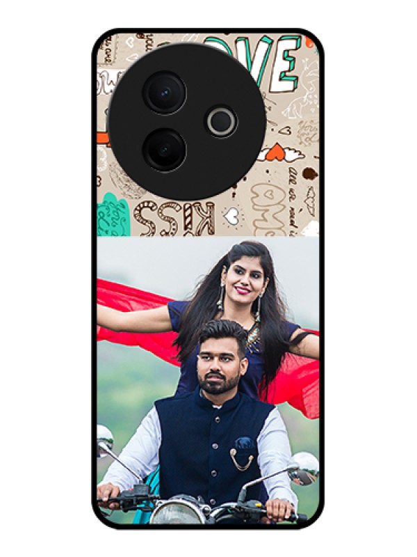Custom Vivo Y39 5G Custom Glass Phone Case - Love Doodle Pattern