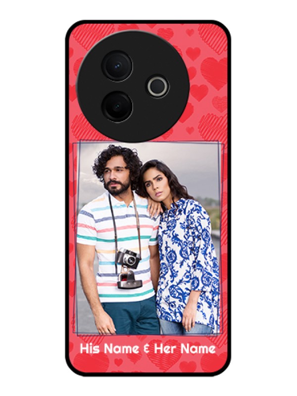 Custom Vivo Y39 5G Custom Glass Phone Case - With Red Heart Symbols Design