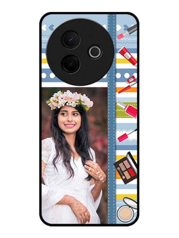 Custom Vivo Y39 5G Custom Glass Phone Case - Makeup Icons Design