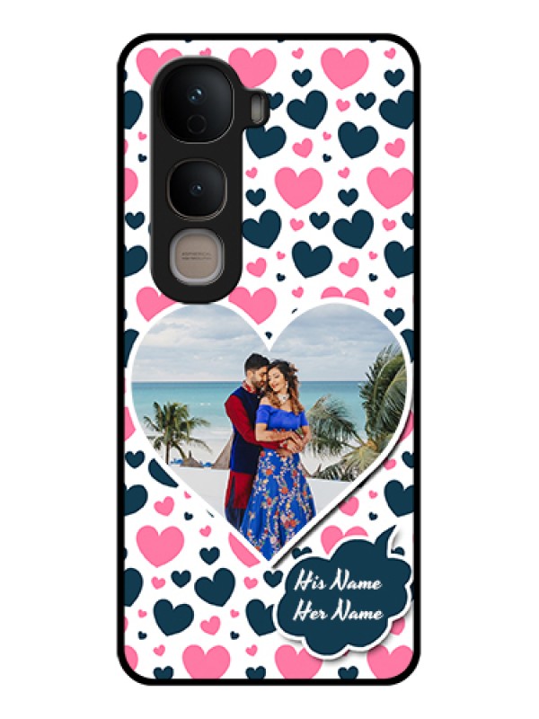 Custom Vivo Y400 5G Custom Glass Phone Case - Pink & Blue Heart Design