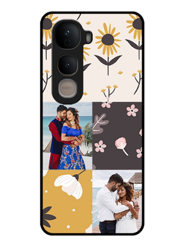 Custom Vivo Y400 5G Custom Glass Phone Case - 3 Images With Floral Design