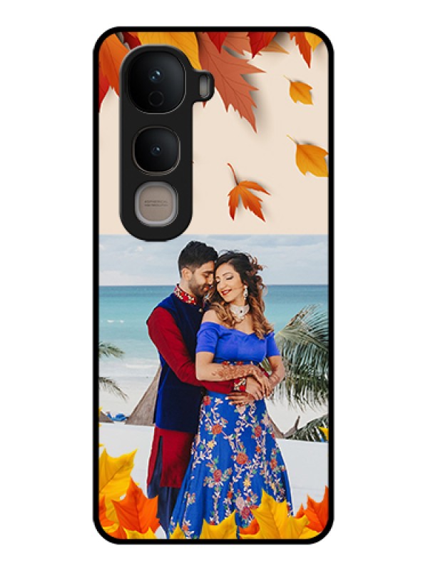 Custom Vivo Y400 5G Custom Glass Phone Case - Autumn Maple Leaves Design