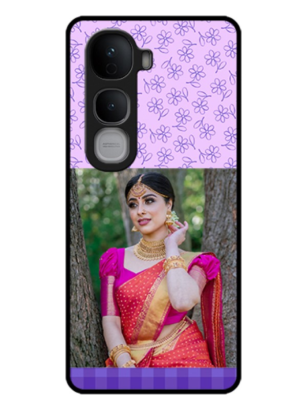Custom Vivo Y400 Pro 5G Custom Glass Phone Case - Purple Floral Design
