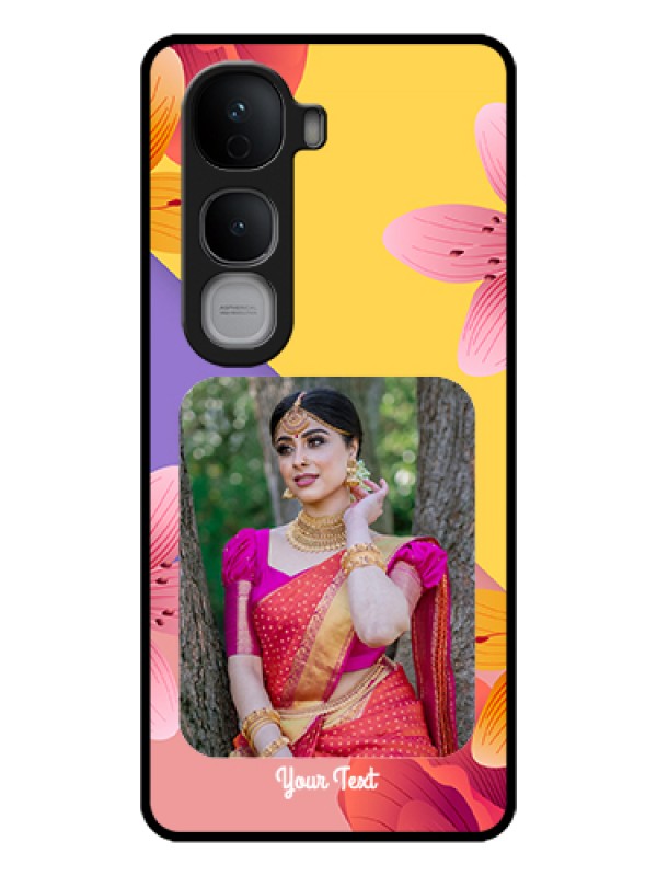 Custom Vivo Y400 Pro 5G Custom Glass Phone Case - 3 Image With Vintage Floral Design