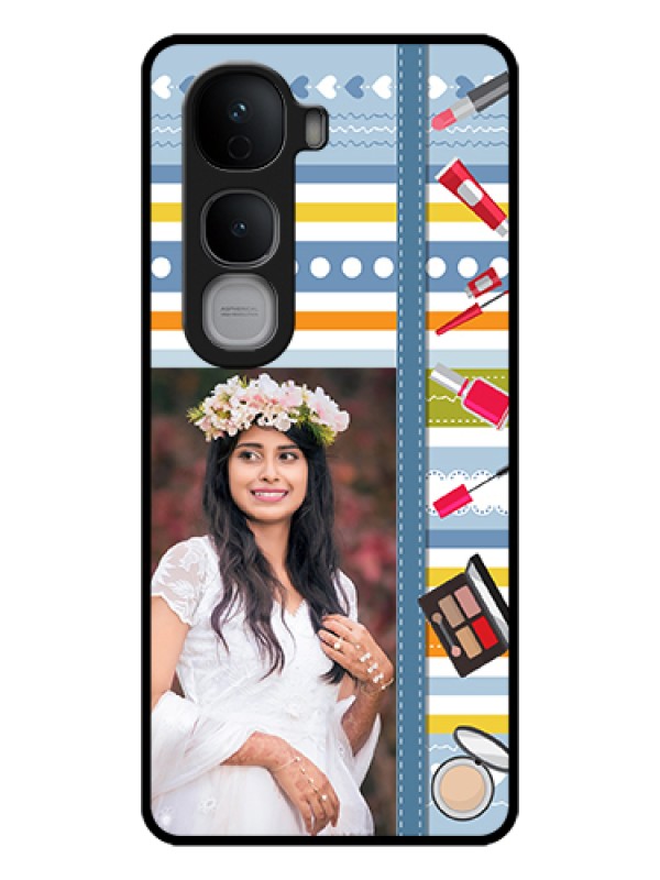 Custom Vivo Y400 Pro 5G Custom Glass Phone Case - Makeup Icons Design