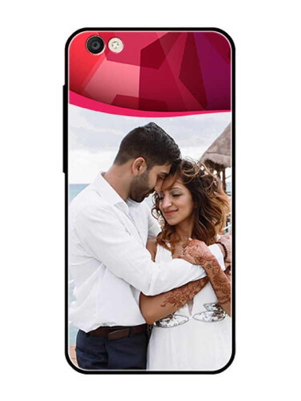 Custom Vivo Y55S Custom Glass Mobile Case  - Red Abstract Design