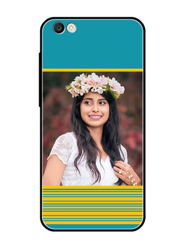 Custom Vivo Y55S Custom Glass Phone Case  - Yellow & Blue Design 