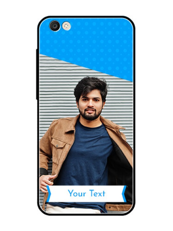 Custom Vivo Y55S Photo Printing on Glass Case  - Simple Blue Color Design