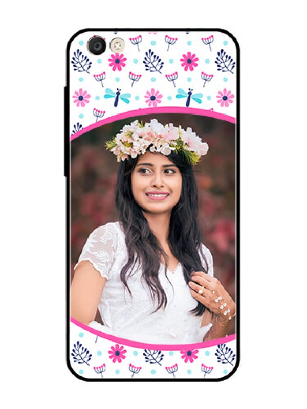 Custom Vivo Y55S Photo Printing on Glass Case  - Colorful Flower Design