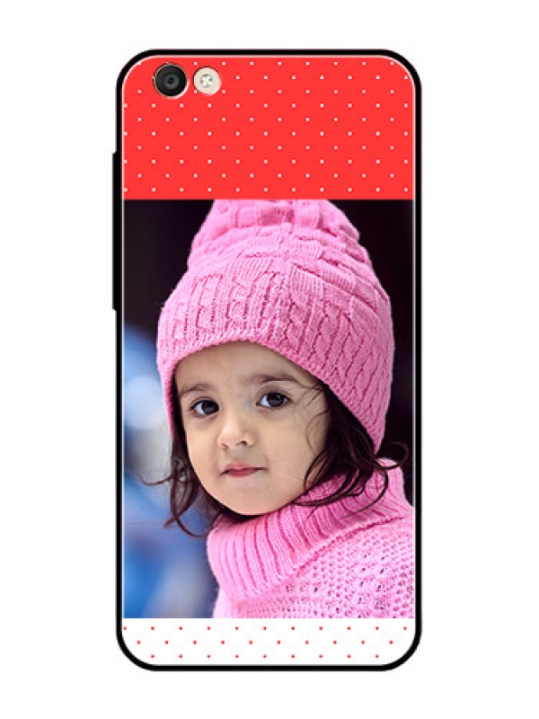 Custom Vivo Y55S Photo Printing on Glass Case  - Red Pattern Design