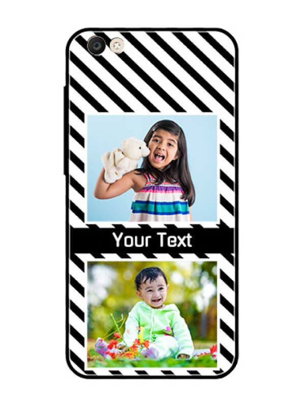 Custom Vivo Y55S Photo Printing on Glass Case  - Black And White Stripes Design