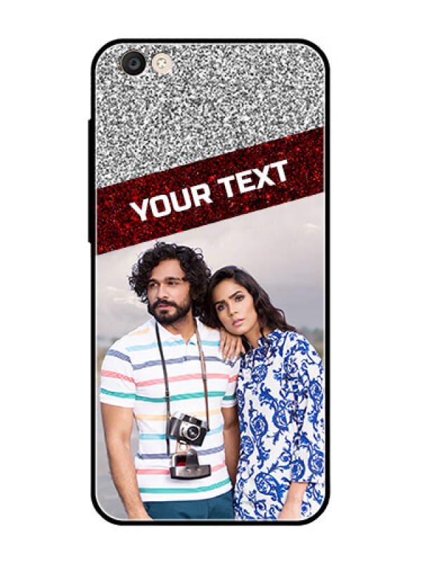 Custom Vivo Y55S Personalized Glass Phone Case  - Image Holder with Glitter Strip Design