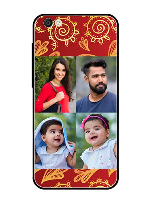 Custom Vivo Y55S Photo Printing on Glass Case  - 4 Image Traditional Design