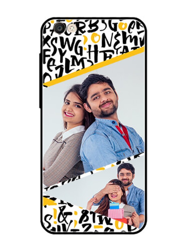 Custom Vivo Y55S Custom Glass Mobile Case  - Letters Pattern Design