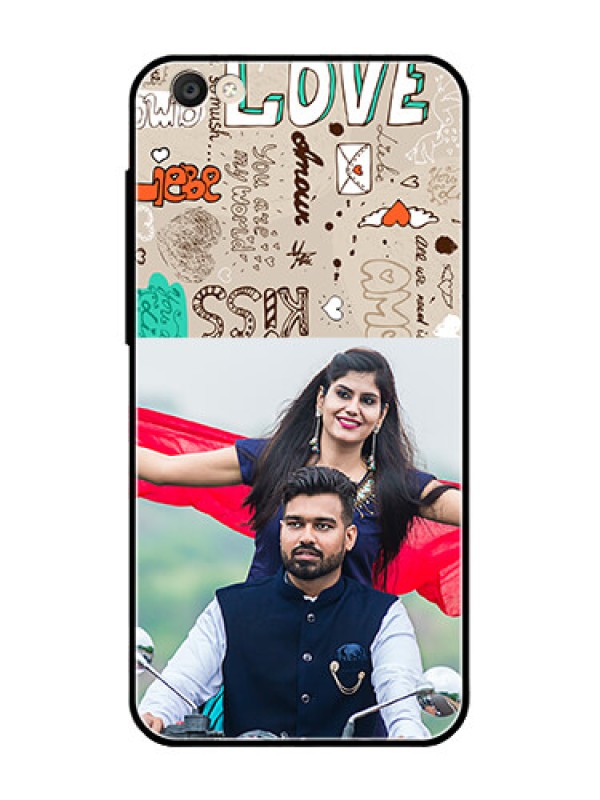 Custom Vivo Y55S Custom Glass Phone Case  - Love Doodle Pattern 
