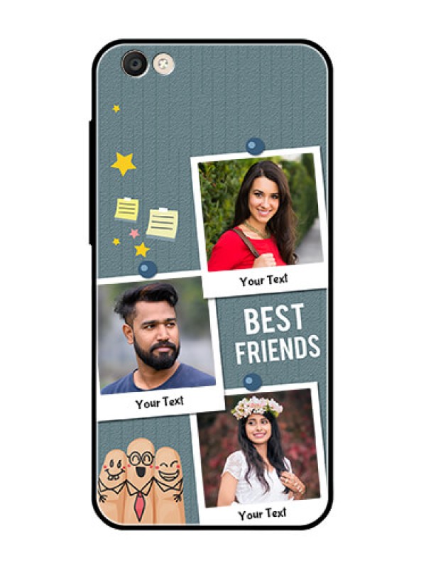 Custom Vivo Y55S Personalized Glass Phone Case  - Sticky Frames and Friendship Design