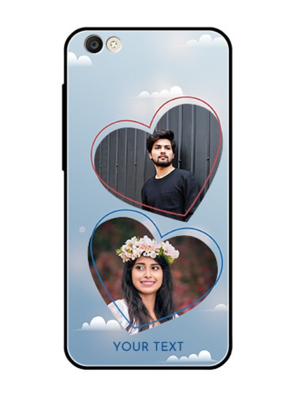 Custom Vivo Y55S Custom Glass Mobile Case  - Blue Color Couple Design 