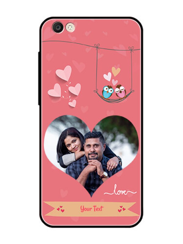 Custom Vivo Y55S Personalized Glass Phone Case  - Peach Color Love Design 