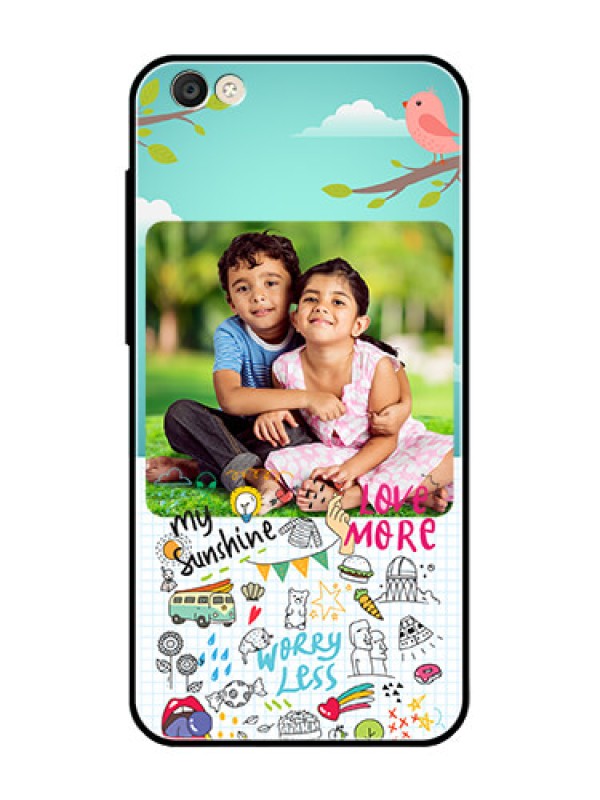 Custom Vivo Y55S Photo Printing on Glass Case  - Doodle love Design