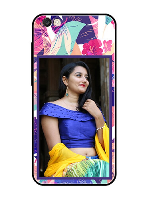 Custom Vivo Y55S Custom Glass Mobile Case  - Abstract Floral Design
