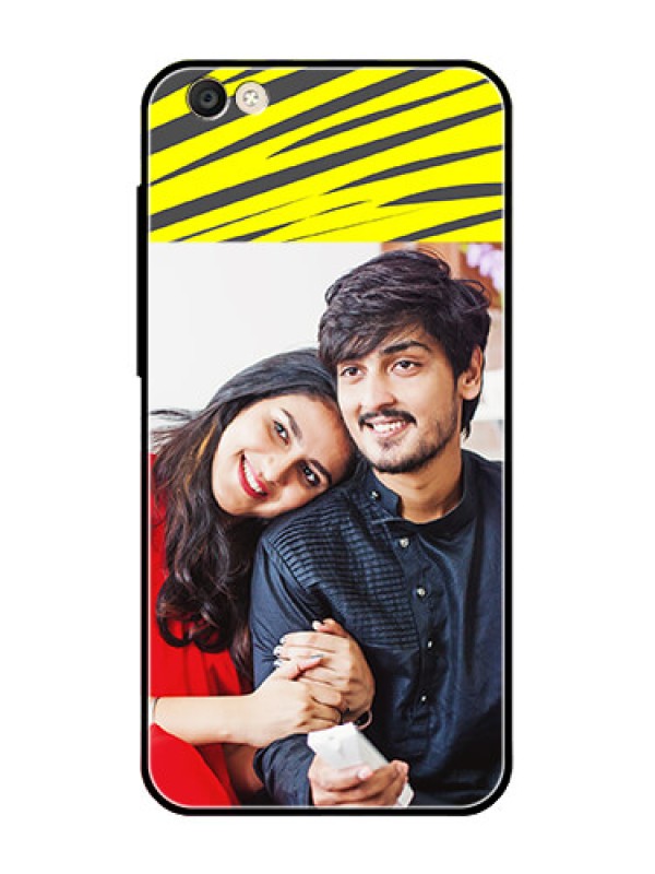 Custom Vivo Y55S Photo Printing on Glass Case  - Yellow Abstract Design