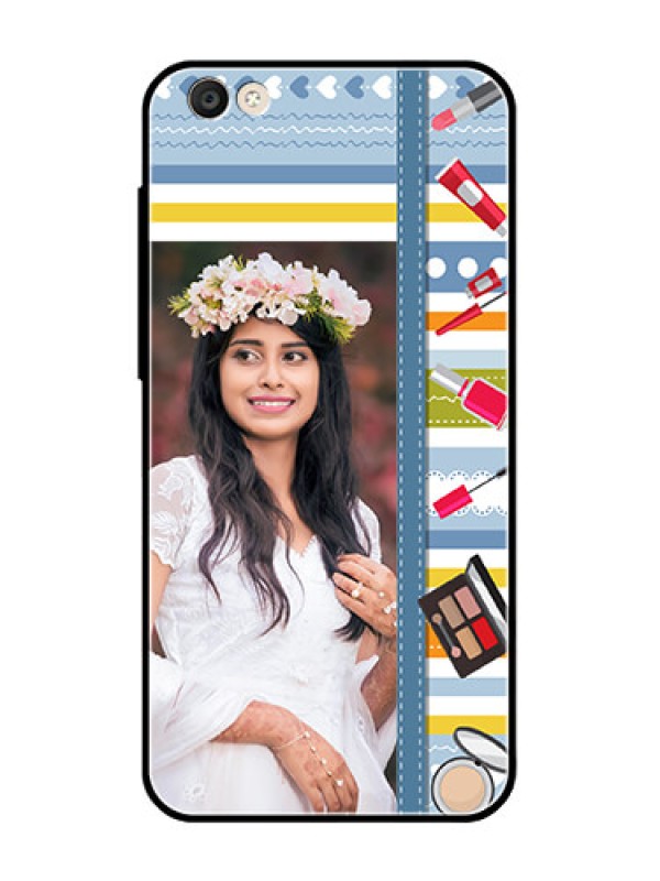 Custom Vivo Y55S Personalized Glass Phone Case  - Makeup Icons Design