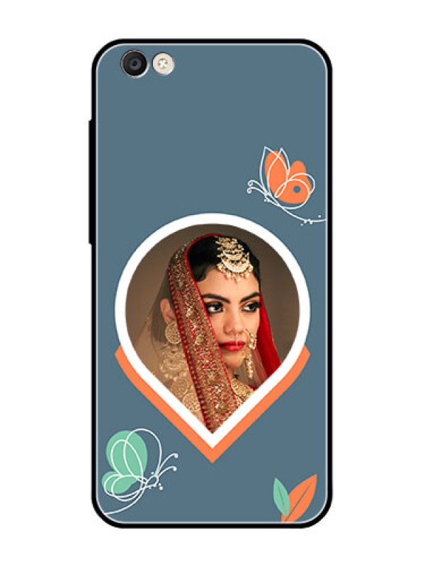 Custom Vivo Y55S Custom Glass Mobile Case - Droplet Butterflies Design